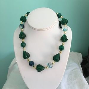 Chunky Green Lucite Necklace -Lightweight & Pretty